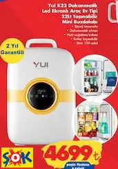Yui K22 Dokunmatik Led Ekranlı Araç Ev Tipi 22Lt Taşınabilir Mini Buzdolabı