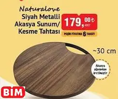 Naturalove Siyah Metalli Akasya Sunum/Kesme Tahtası