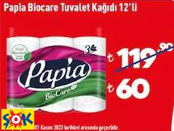 Papia Biocare Tuvalet Kağıdı 12'Li