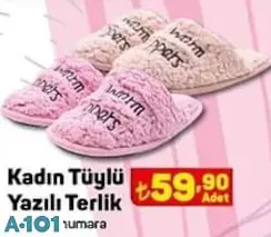 Juno Kadın Tüylü Yazılı Terlik