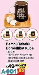 bambu tabaklı borosilikat kupa