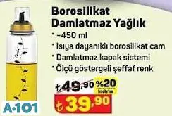 borosilikat damlatmaz yağlık