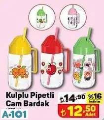 Kulplu Pipetli Cam Bardak