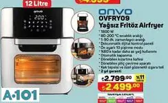 onvo ovfry09 yağsız fritöz airfryer