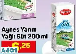 Aynes Yarım Yağlı Süt