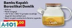 bambu kapaklı borosilikat demlik