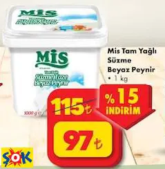 Mis Tam Yağlı Süzme Beyaz Peynir 1 Kg