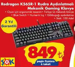 Redragon K565R-1 Rudra Aydınlatmalı Mekanik Gaming/oyuncu Klavye