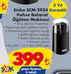 Sinbo SCM-2934 Kahve Baharat Öğütme Makinesi