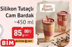 Silikon Tutaçlı Cam Bardak ~450 Ml