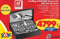 Zwilling 70333380 Greenwich Çatal Kaşık Bıçak Seti 68 Parça