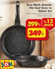 Esse Black Granite Die-Cast Tava ve Sahan Set