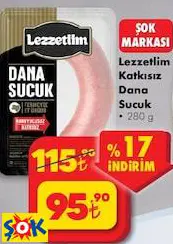 Lezzetlim Katkısız Dana Sucuk 280 G