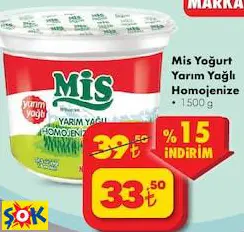 Mis Yoğurt Yarım Yağlı Homojenize 500 G