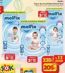 Molfix Süper Avantaj Paketi Bebek Bezi • Maxi 82’li/Junior 64’lü/Extra large 52’li