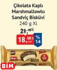 XL Çikolata Kaplı Marshmallowlu Sandviç Bisküvi