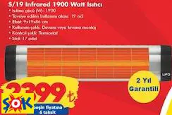 ufo S/19 Infrared 1900 Watt Isıtıcı