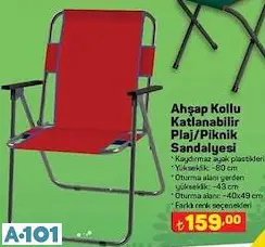 Ahşap Kollu Katlanabilir Plaj/Piknik Sandalyesi