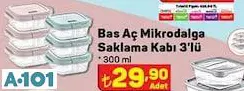 Bas Aç Mikrodalga Saklama Kabı 3'Lü