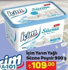 İçim Yarım Yağlı Süzme Peynir 900g İçim Yarım Yağlı Süzme Peynir 900g