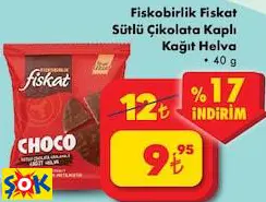 Fiskobirlik Fiskat Sütlü Çikolata Kaplı Kağıt Helva 40 g