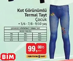 Kot Görünümlü Termal Tayt Çocuk Kot Görünümlü Termal Tayt Çocuk
