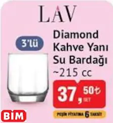 Lav Diamond Kahve Yanı Su Bardağı ~215 cc