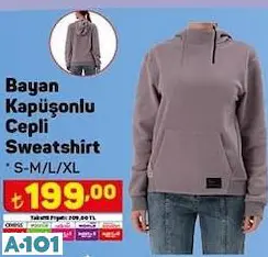 Bayan Kapüşonlu Cepli Sweatshirt