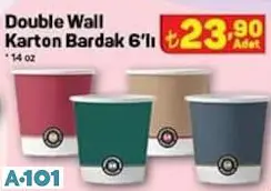 Double Wall Karton Bardak 6'Lı