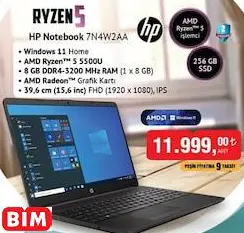 HP Ryzen 5 HP Notebook 7N4W2AA Laptop Dizüstü Bilgisayar