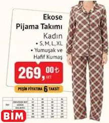 Ekose Pijama Takımı Kadın