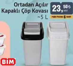 Ortadan Açılır Kapaklı Çöp Kovası ~5 L Ortadan Açılır Kapaklı Çöp Kovası ~5 L