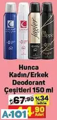 Hunca Kadın/Erkek Deodorant Çeşitleri 150Ml