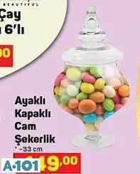 Ayaklı Kapaklı Cam Şekerlik