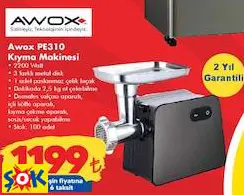 Awox PE310 Kıyma Makinesi Awox PE310 Kıyma Makinesi
