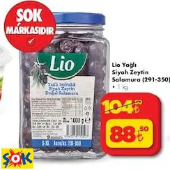 Lio Yağlı Siyah Zeytin Salamura (291-350) • 1 Kg