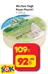 Mis Tam Yağlı Kaşar Peyniri • 500 g Mis Tam Yağlı Kaşar Peyniri • 500 g