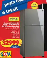 Sharp SJ-XG690G-BK Siyah / SJ-XG690G-SL Gri Çift Kapılı Buzdolabı