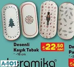 Keramika Desenli Kayık Tabak