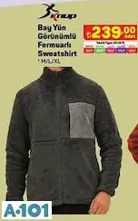 Knup Bay Yün Görünümlü Fermuarlı Sweatshirt