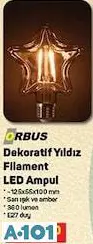orbus dekoratif yıldız filament led ampul orbus dekoratif yıldız filament led ampul