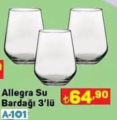 paşabahçe allegra su bardağı 3'lü paşabahçe allegra su bardağı 3'lü