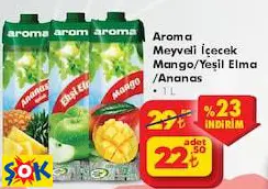 Aroma Meyveli İçecek Mango/Yeşil Elma /Ananas 1 L Meyve Suyu