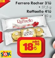 Ferrero Rocher 3'Lü 37,5 G Raffaello 4'Lü 40 G Çikolata