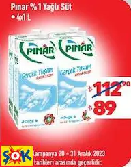 Pınar %1 Yağlı Süt • 4X1 L