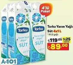 Torku Yarım Yağlı Süt 4X1L