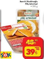Banvit/Keskinoğlu Piliç Schnitzel 300 g Şinitzel Banvit/Keskinoğlu Piliç Schnitzel 300 g Şinitzel