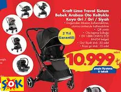Kraft Lima Travel Sistem Bebek Arabası Oto Koltuklu Koyu Gri / Gri / Siyah
