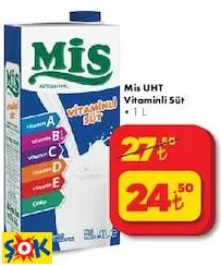 Mis UHT Vitaminli Süt 1 L Mis UHT Vitaminli Süt 1 L