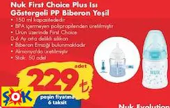 Nuk First Choice Plus Isı Göstergeli PP Biberon Yeşil Nuk First Choice Plus Isı Göstergeli PP Biberon Yeşil